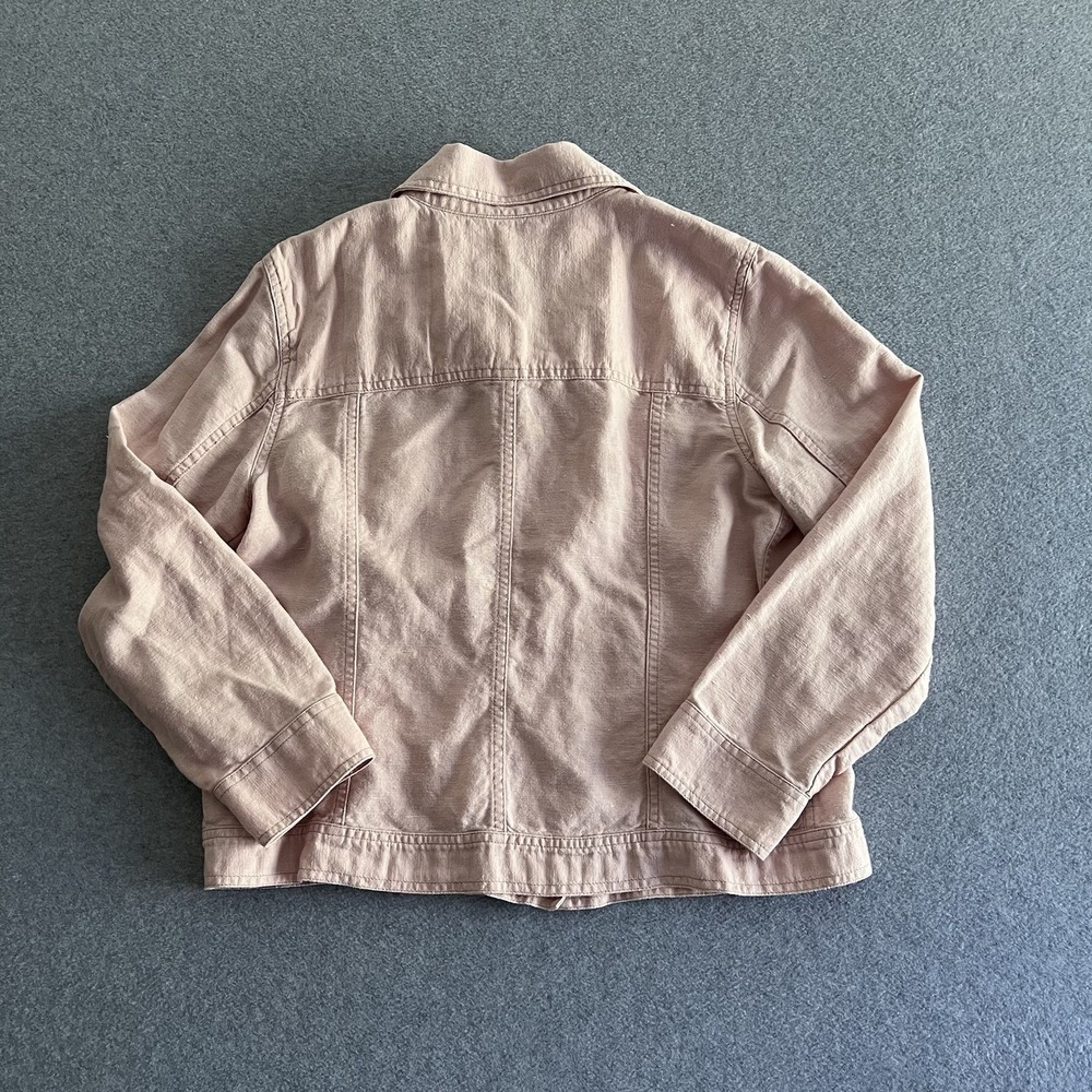 J. JILL COTTON LINEN LONG SLEEVE DENIM JACKET SIZE PM‎ PALE PINK BOHO COUNTRY CH - Picture 3 of 12